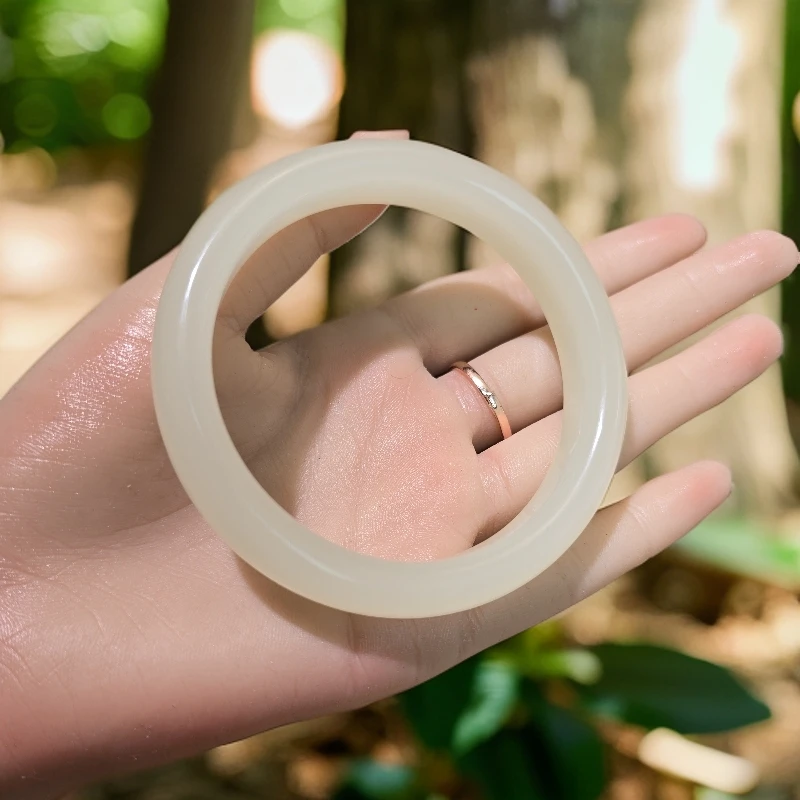 【门店爆款】AAAAA和田玉晴水蜂蜜水手镯（平安镯）13-14mm