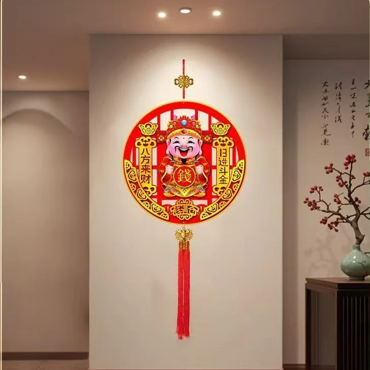 爆款点头财神立体八方来财挂饰客厅装饰乔迁春节挂件新年玄关布置