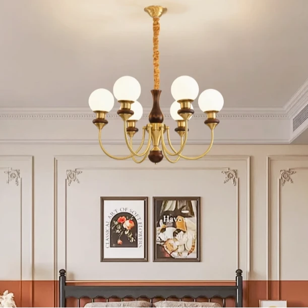 全铜法式中古客厅吊灯卧室复古风中古风简约餐厅吊灯卧室灯美式灯