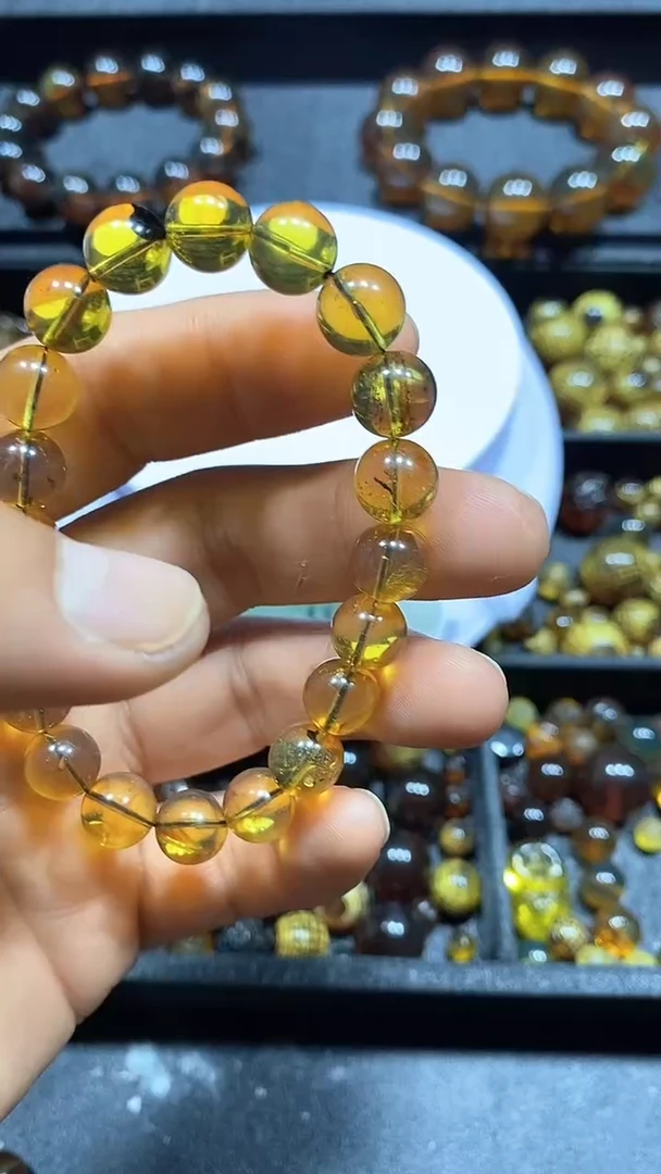 琥珀颈饰未镶嵌天然缅甸琥珀手串9+