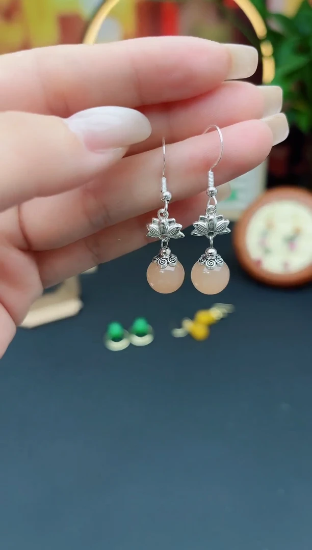 玛瑙/玉髓耳饰银S925镶嵌324