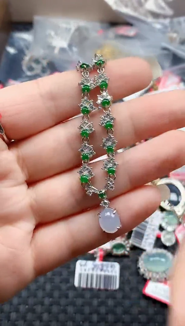 银S925镶嵌戒指翡翠天然A货缅甸翡翠