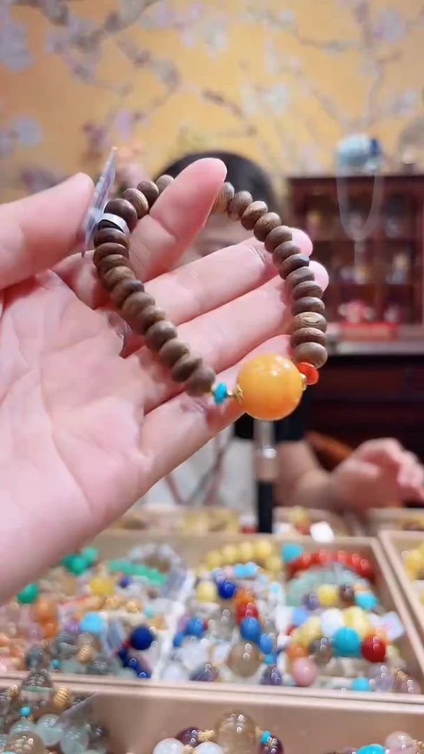 手链蜜蜡未镶嵌蜜蜡焦糖球奇楠设计款