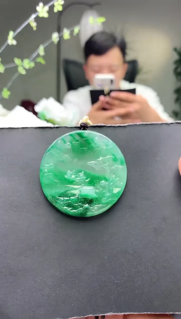 未镶嵌山水牌石英质玉山水牌