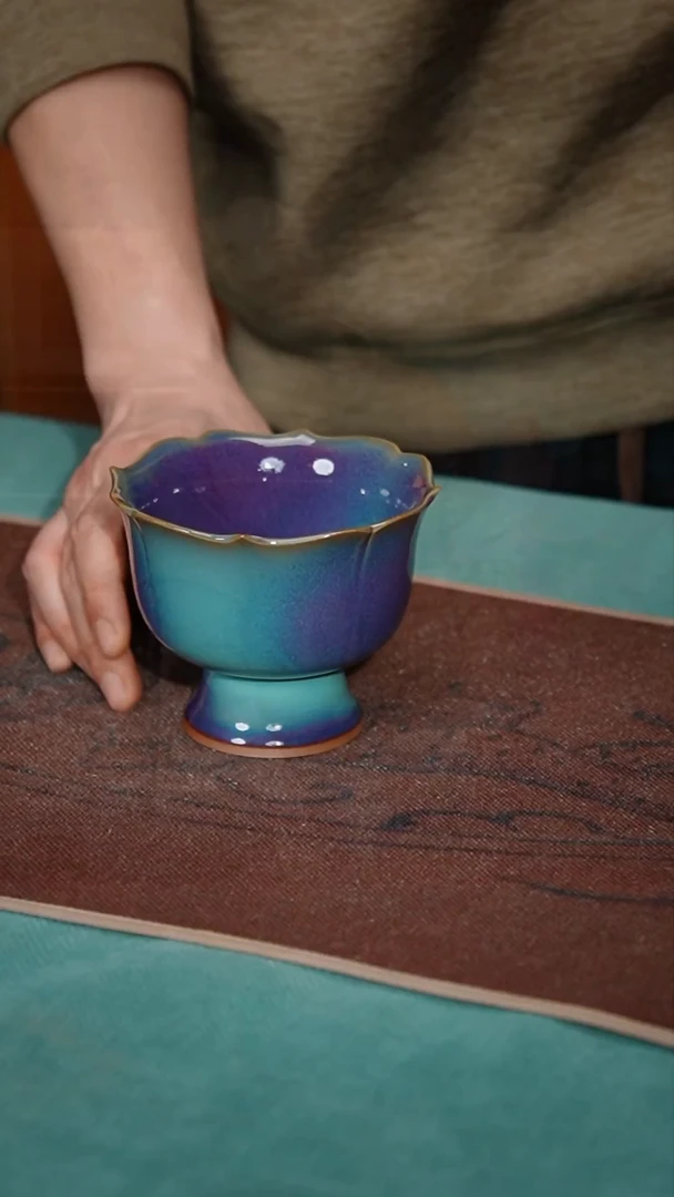 【闪购商品】3-1高足菱口碗（宋钧点斑 简包）