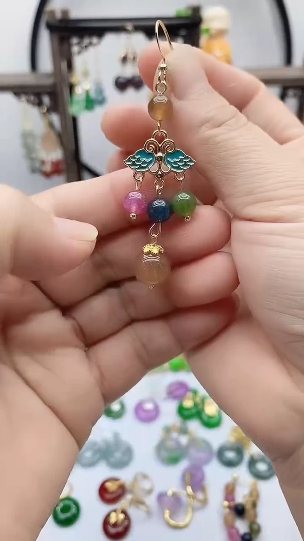 14K金镶嵌耳饰碧玺碧玺129