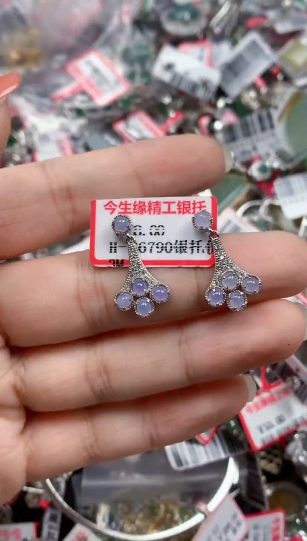 银S925镶嵌戒指翡翠天然A货缅甸翡翠