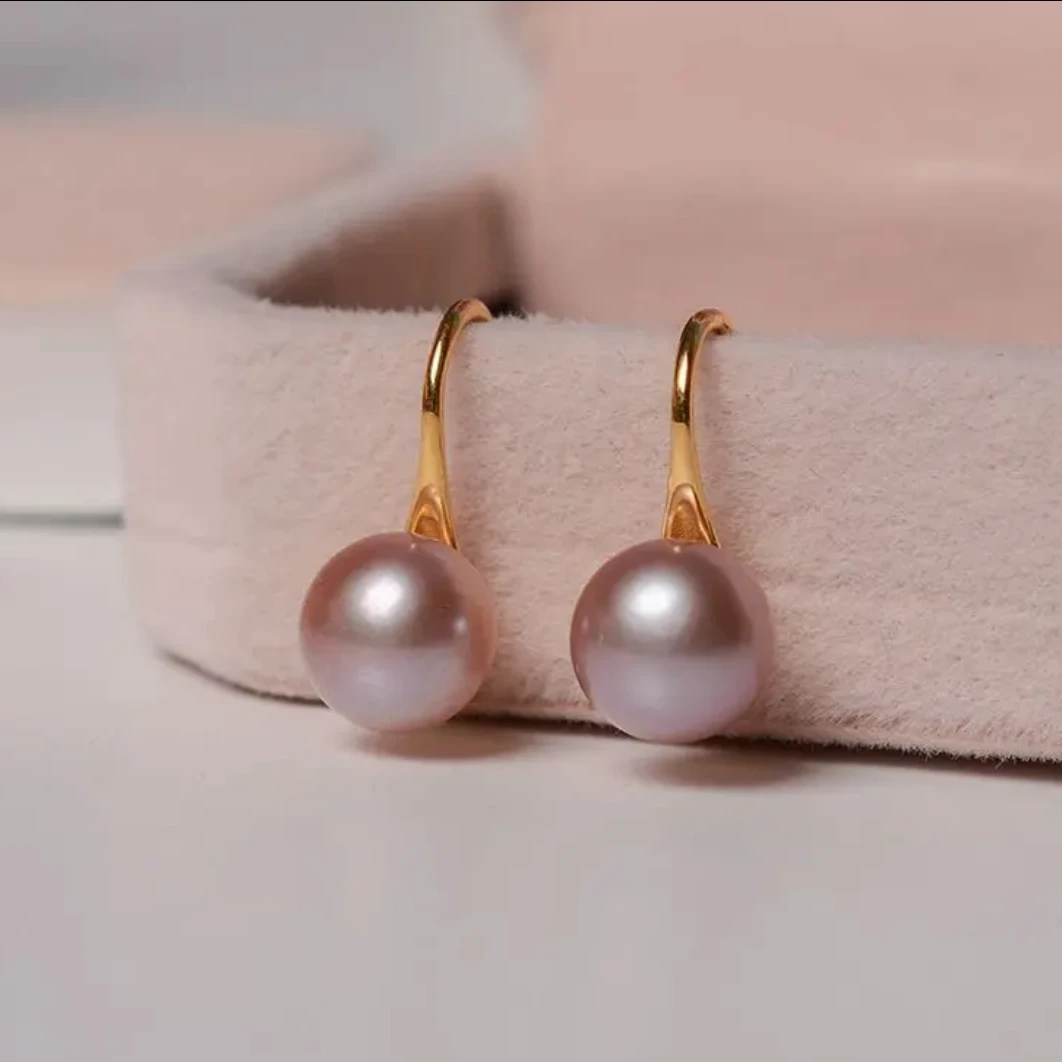 【紫色高跟鞋】约8-9mm淡水无核珍珠耳钩时尚经典简约百搭 DEH00683