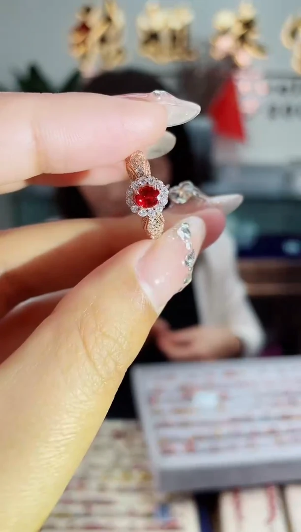 【闪购商品】彩色蓝宝石戒指银S925镶嵌戒指