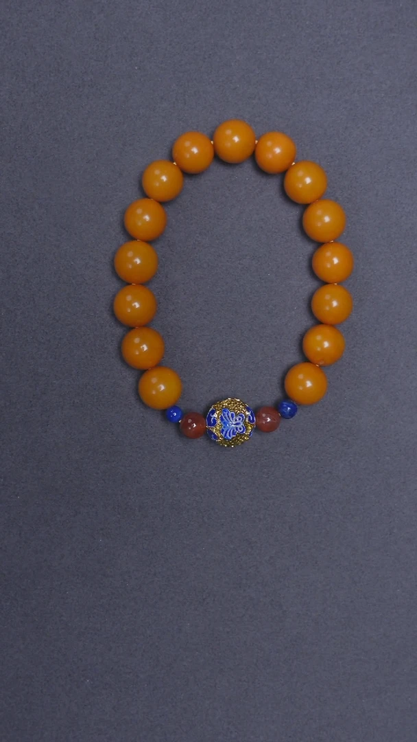 未镶嵌琥珀手链焦皮圆珠手串