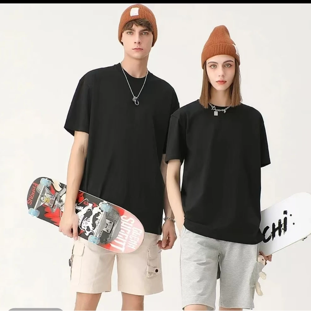 【店铺热卖】100%纯棉宽松圆领流行短袖t桖买一送一再送一双冰袖