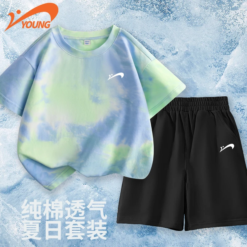 贵人鸟童装男童套装2025新款爆款儿童夏季纯棉短袖中大童休闲短裤