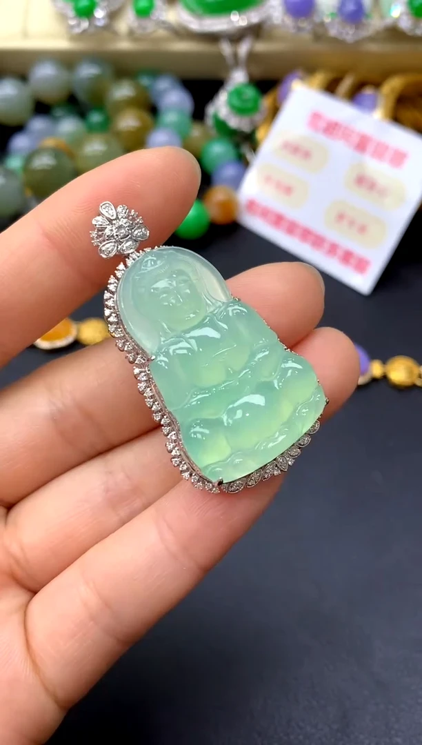 颈饰18K金镶嵌翡翠534-中国好珍宝