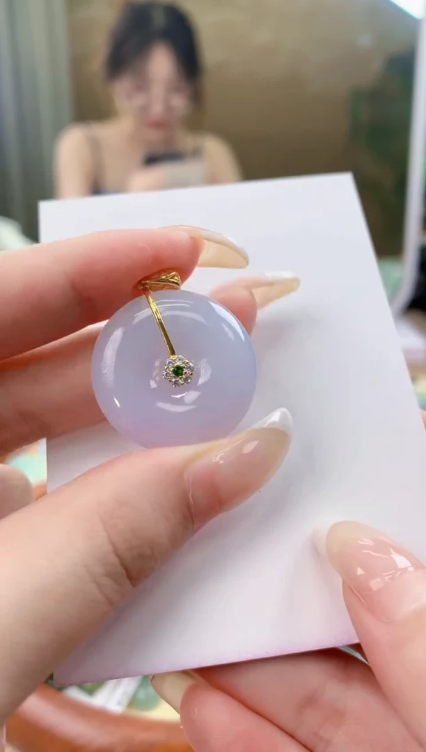 翡翠银S925镶嵌颈饰天然A货翡翠挂件