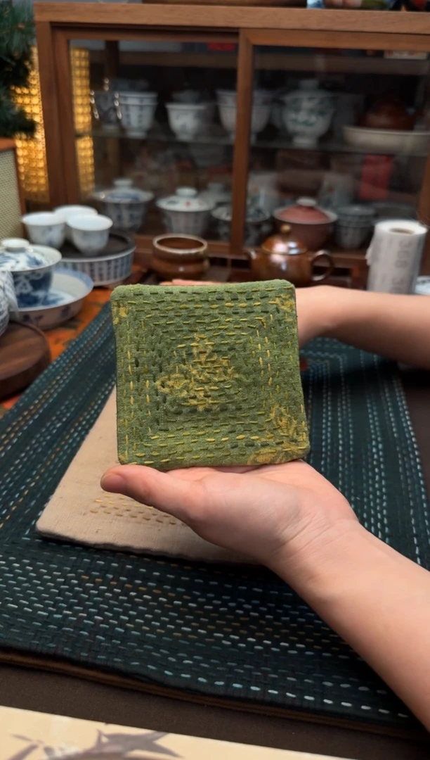 【闪购商品】织绣Cici手作刺子绣植物染柿染茶席-082