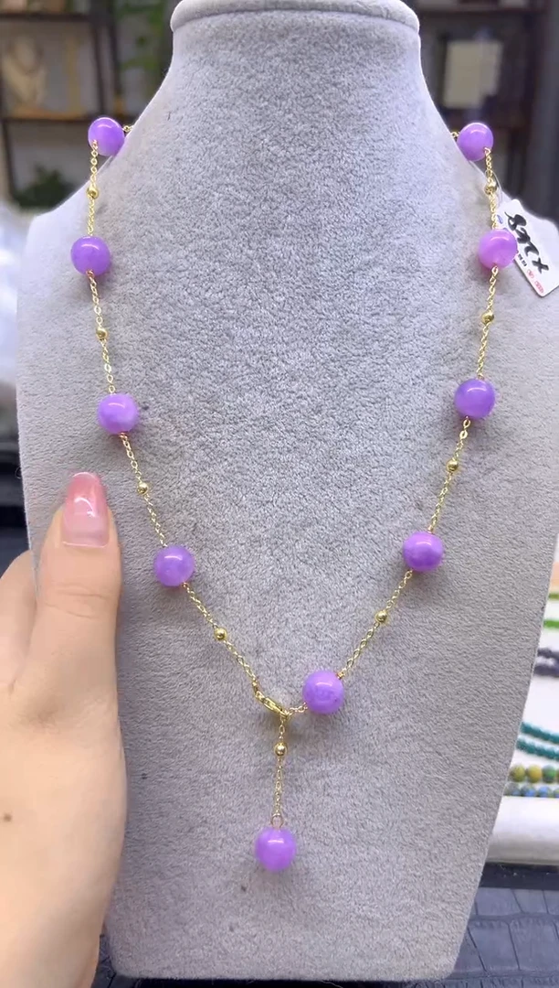 颈饰银S925镀金镶嵌翡翠DIY款X248