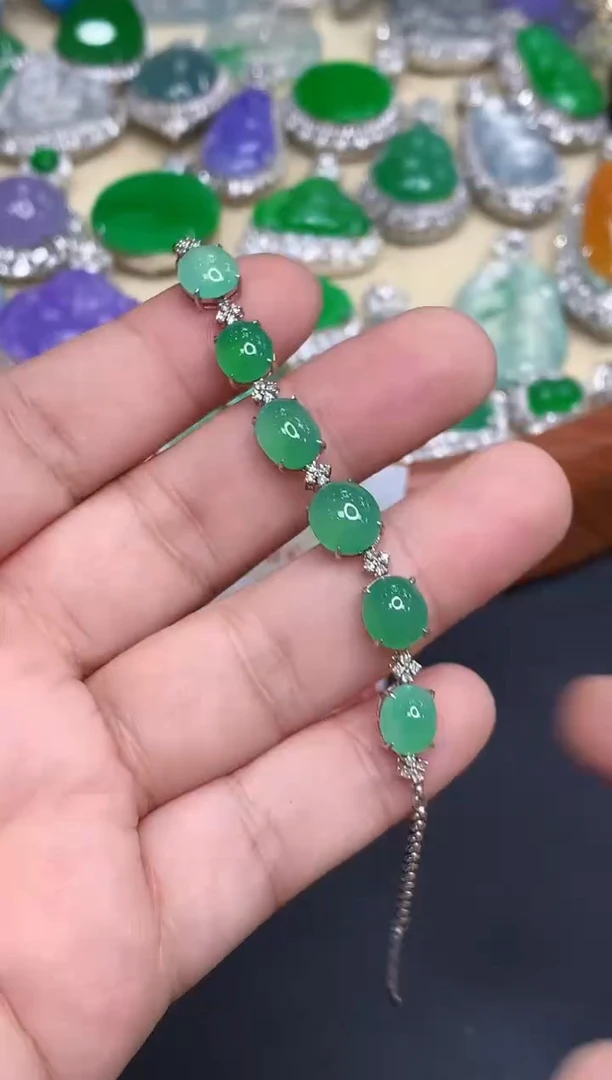 18K金镶嵌手链翡翠469-中国好珍宝