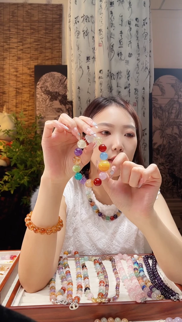 未镶嵌手串水晶黄纹多宝手串