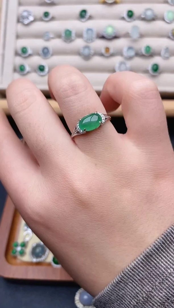 银S925镶嵌戒指翡翠0