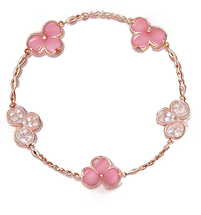 合金手链 3.0V金cnc精工 ZP  四叶五花幸运手链  顶版