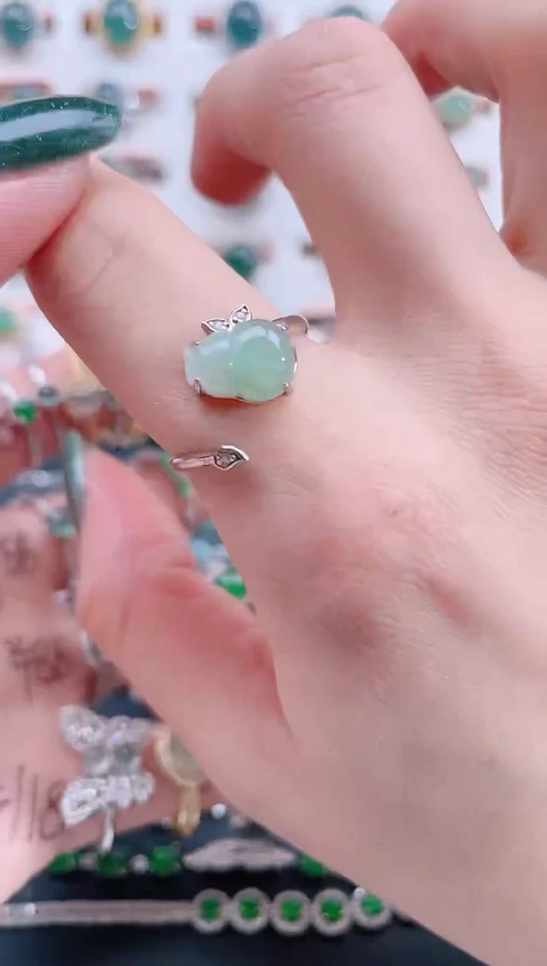 银S925镶嵌戒指翡翠天然翡翠