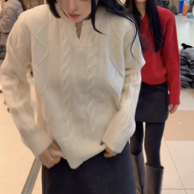 新款百搭宽松时尚半开领毛衣上衣LK2509092