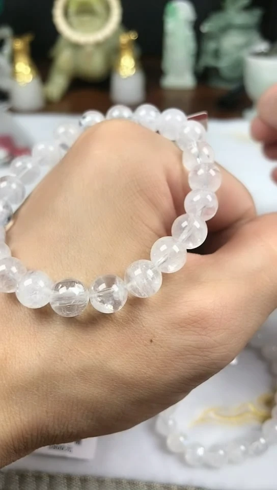 未镶嵌手链水晶白幽灵手串8+
