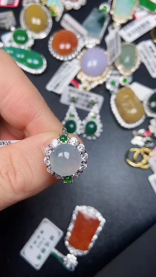 银S925镶嵌戒指翡翠3470