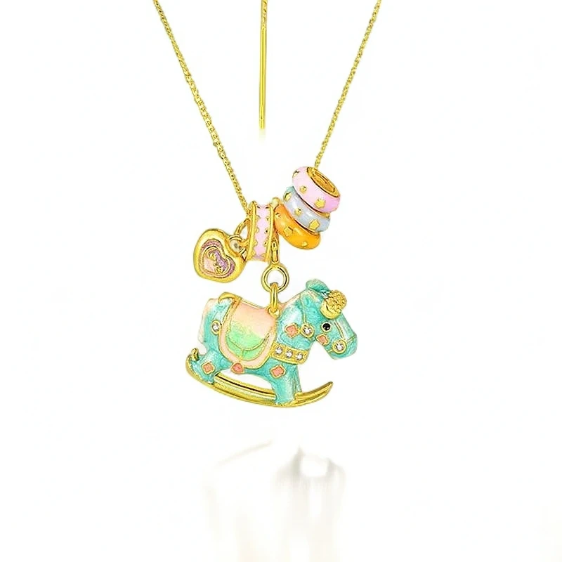 链子925银珐琅 925银旋转木马吊坠
