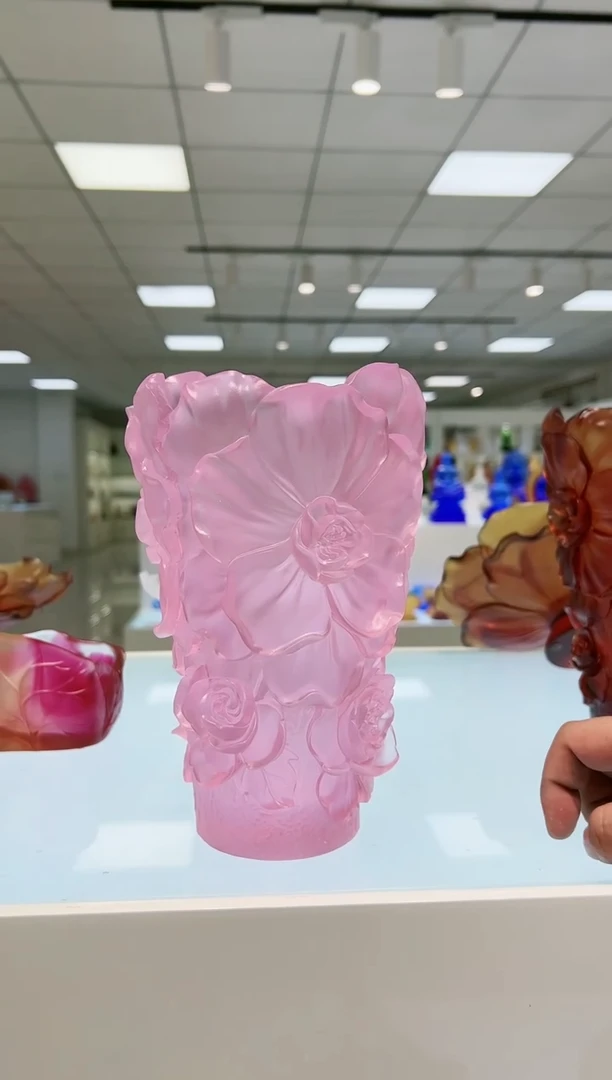 【闪购商品】茶宠古法琉璃粉色花瓶