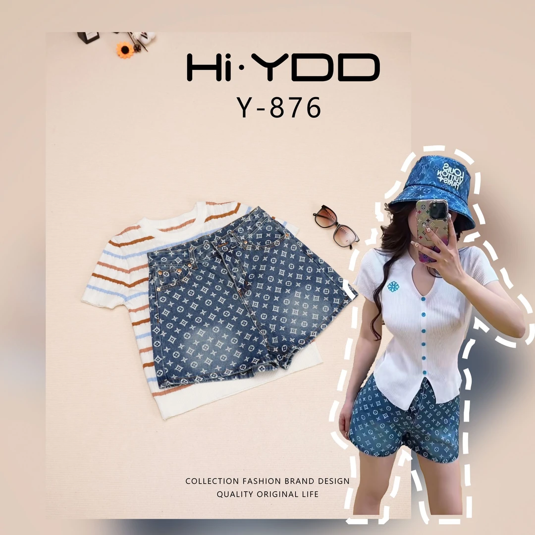 YDD•「Y-876」夏季新款满花高腰显瘦水洗百搭牛仔短裤NZ-100