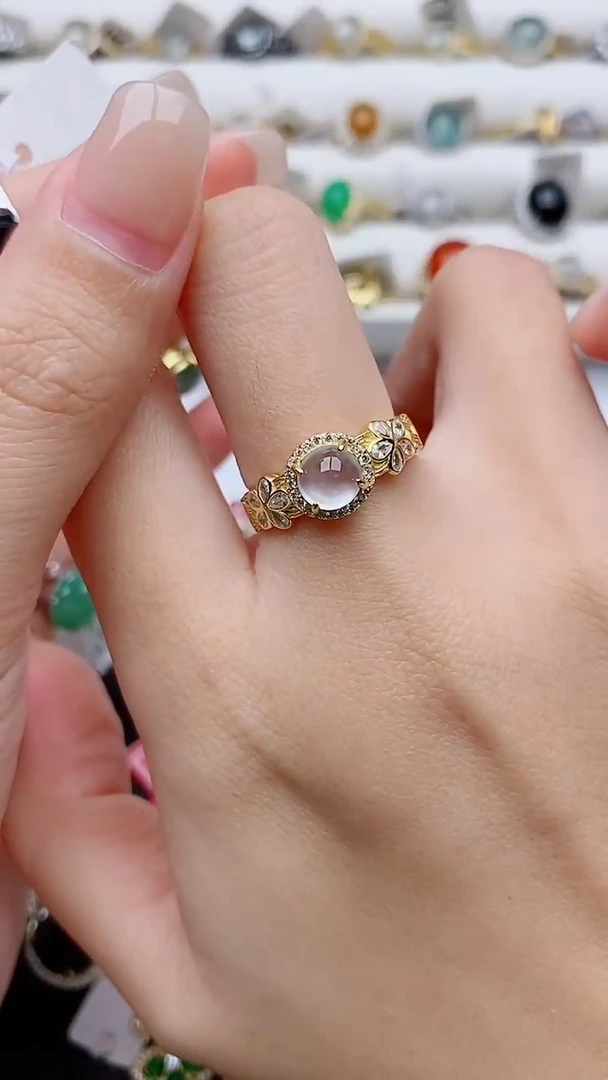 银S925镶嵌戒指翡翠约***宝正品 纯天然翡翠