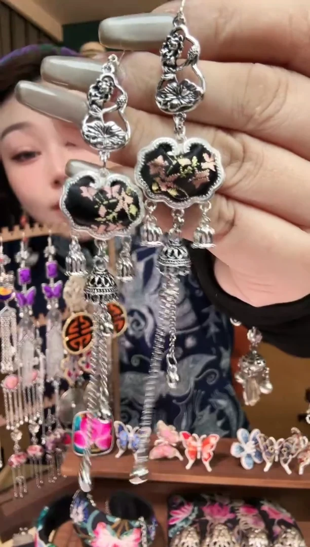 刺绣纯手工民族风刺绣耳环