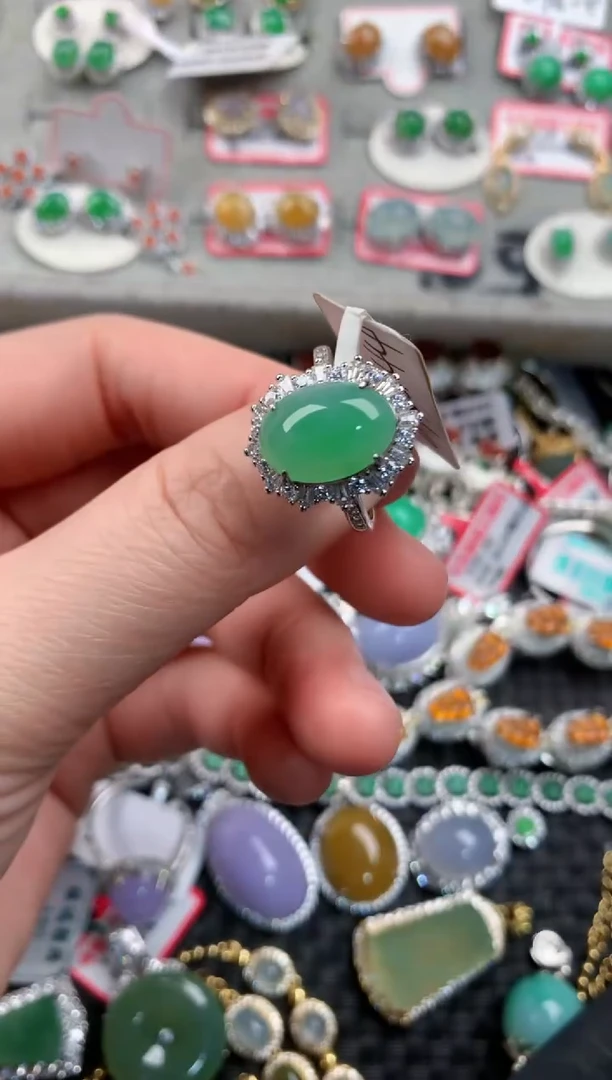 银S925镶嵌戒指翡翠11-11---10