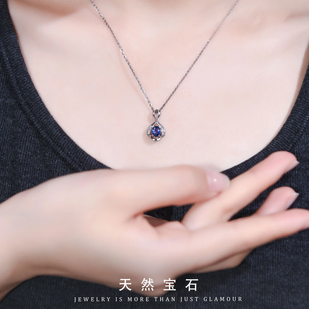 【天然】女蓝宝石项链-宫廷款-925银