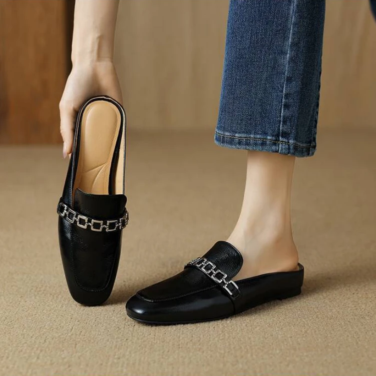 陈老板-牛皮1公分/春秋季新款气质百搭时尚通勤包头拖鞋289