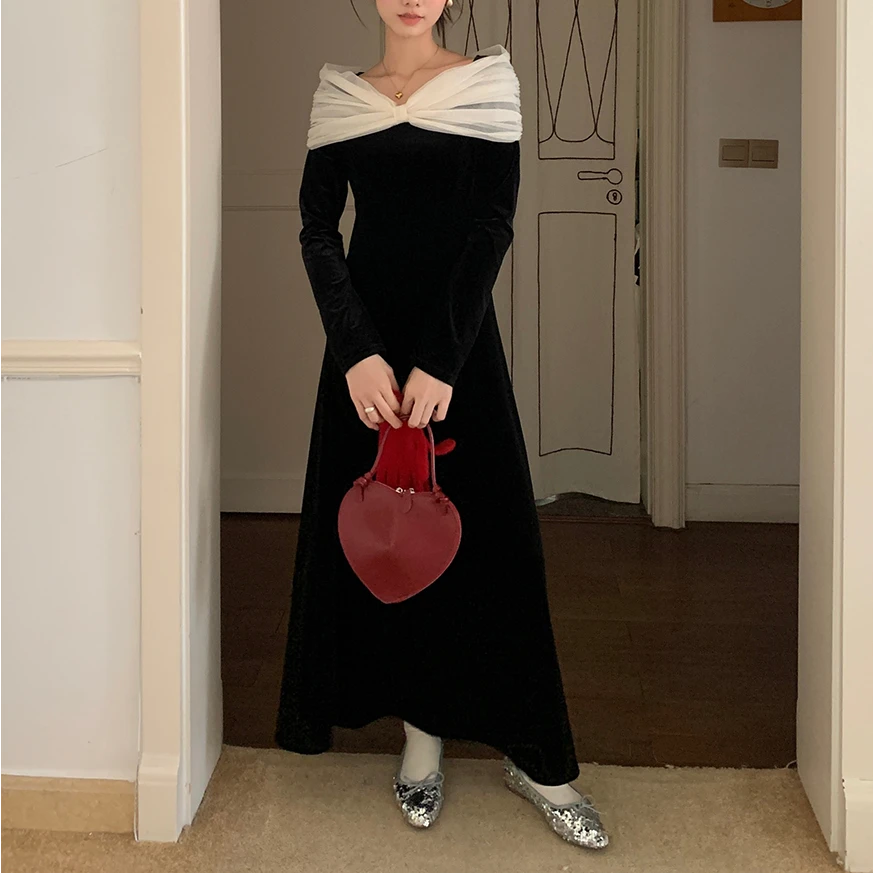 【晨浠定制】新款蝴蝶结网纱坎肩丝绒连衣裙88118