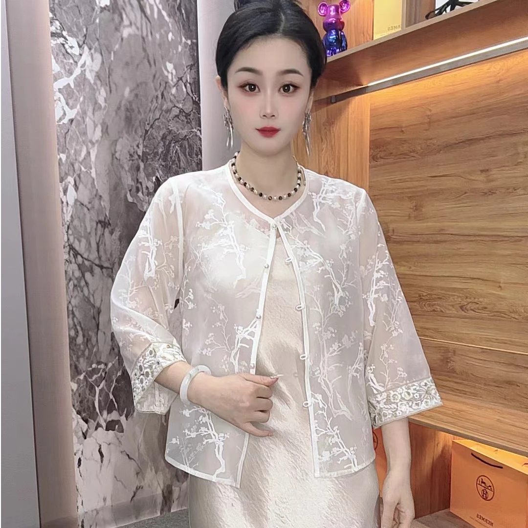 国风冰丝提花防晒外套8553