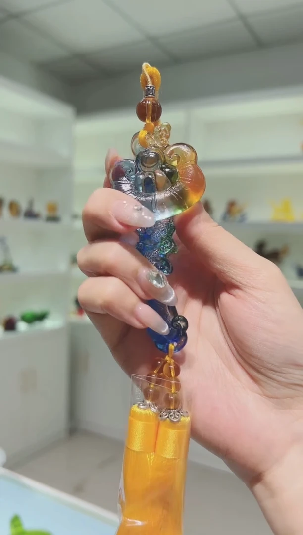 茶宠古法琉璃如意车挂