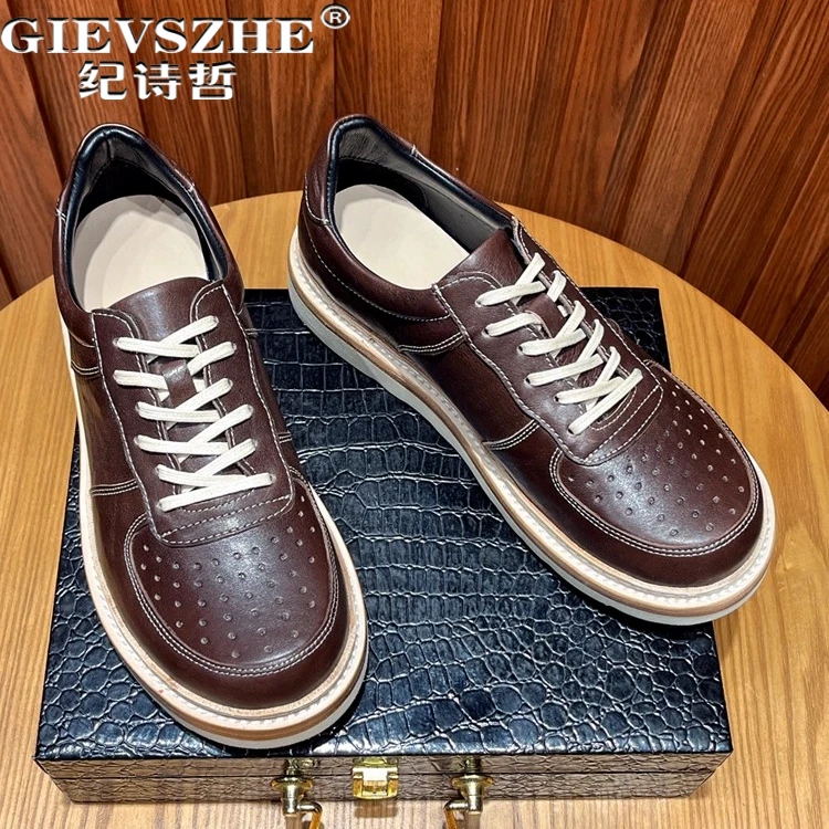 纪诗哲男鞋潮流厚底透气运动鞋子男款时尚百搭休闲鞋复古轻奢板鞋