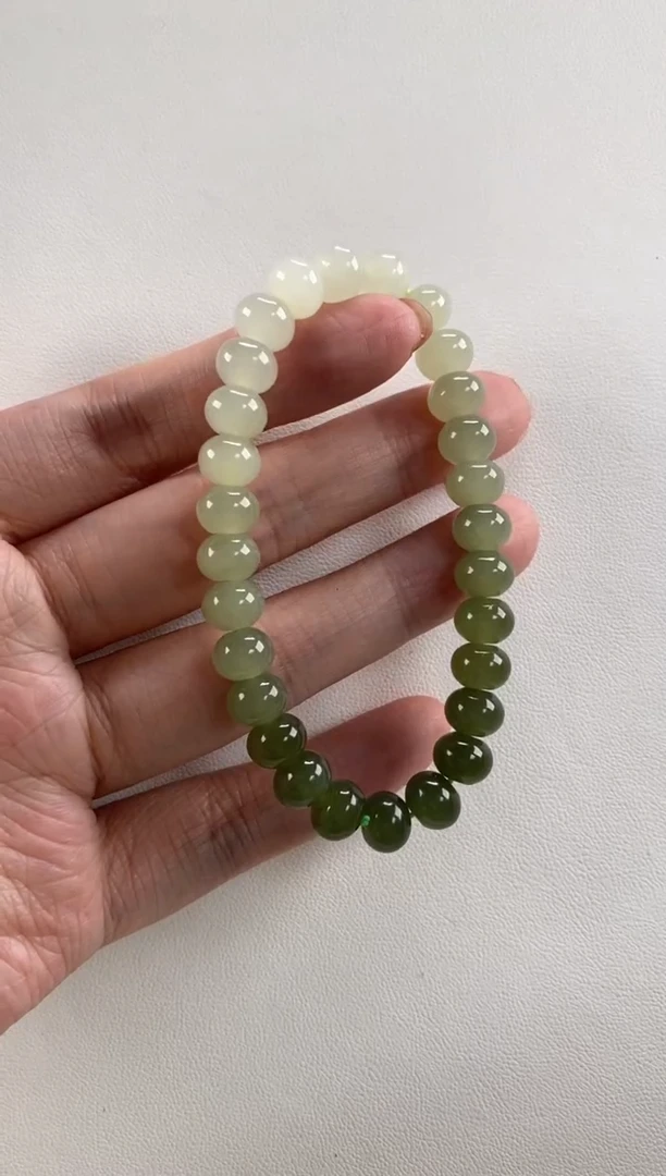 未镶嵌手串和田玉不****子渐变算盘珠手串
