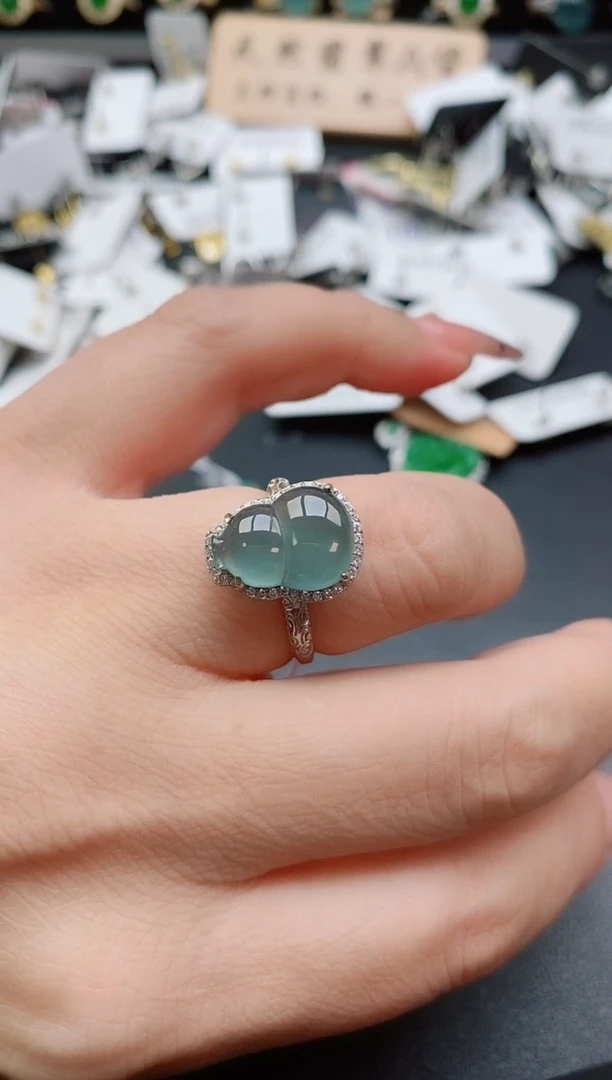 银S925镶嵌戒指翡翠11