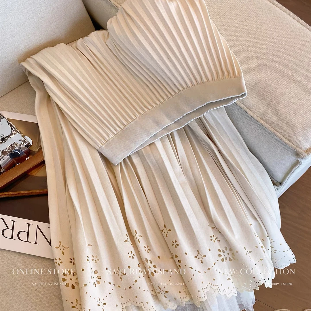 风华珏秋冬洋气显瘦高腰时尚大摆百褶裙两面穿