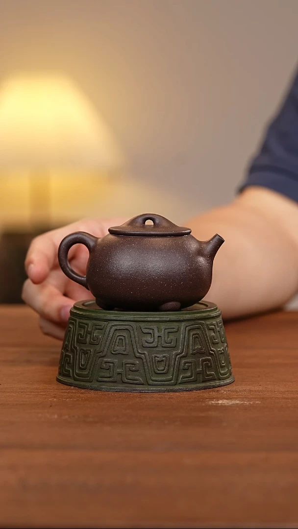 茶壶紫砂团圆石瓢天青泥WG