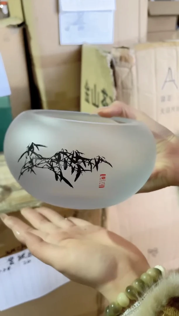 【闪购商品】九河琉璃墨竹建水