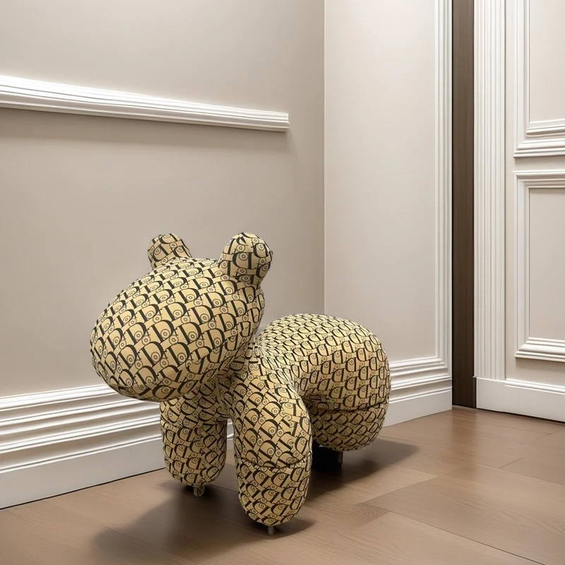 带轮小马椅子网红动物座椅家用客厅落地摆件乔迁礼物卡通儿童沙发