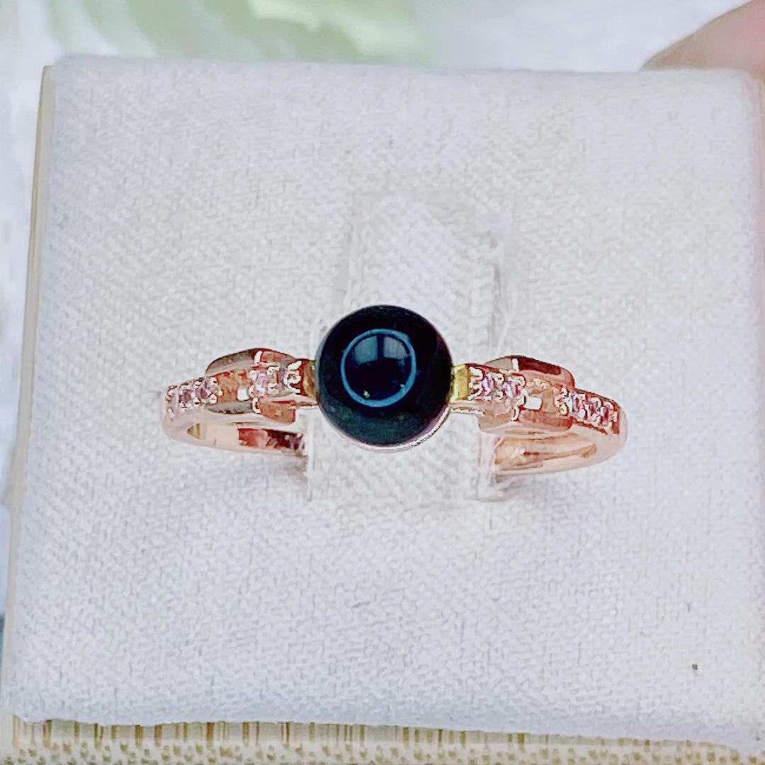 精品天然蓝珀戒指女款琥珀复古经典时尚简约送女友款活口戒圈 F26