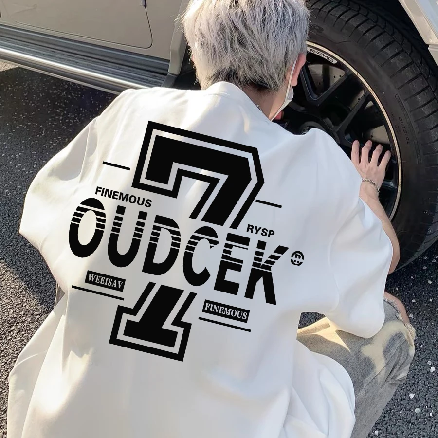 100%纯棉重磅美式潮牌百搭时尚青年小众印花个性oversize短袖T恤