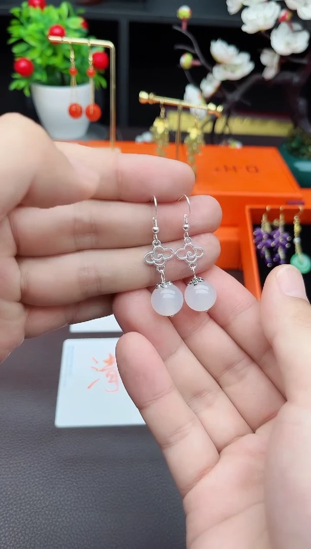 玛瑙/玉髓耳饰银S925镶嵌101000