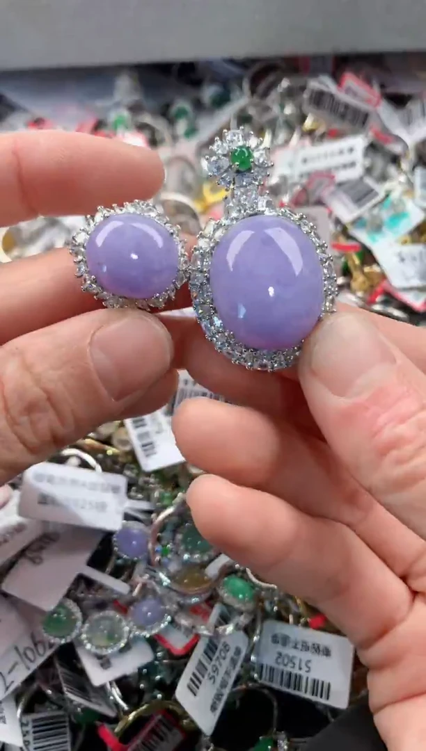 银S925镶嵌戒指翡翠5        4